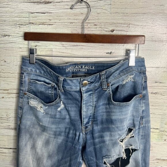 American Eagle Outfitters Blue Boyfriend tomgirl Jeans Distressed Style - Picture 3 of 7